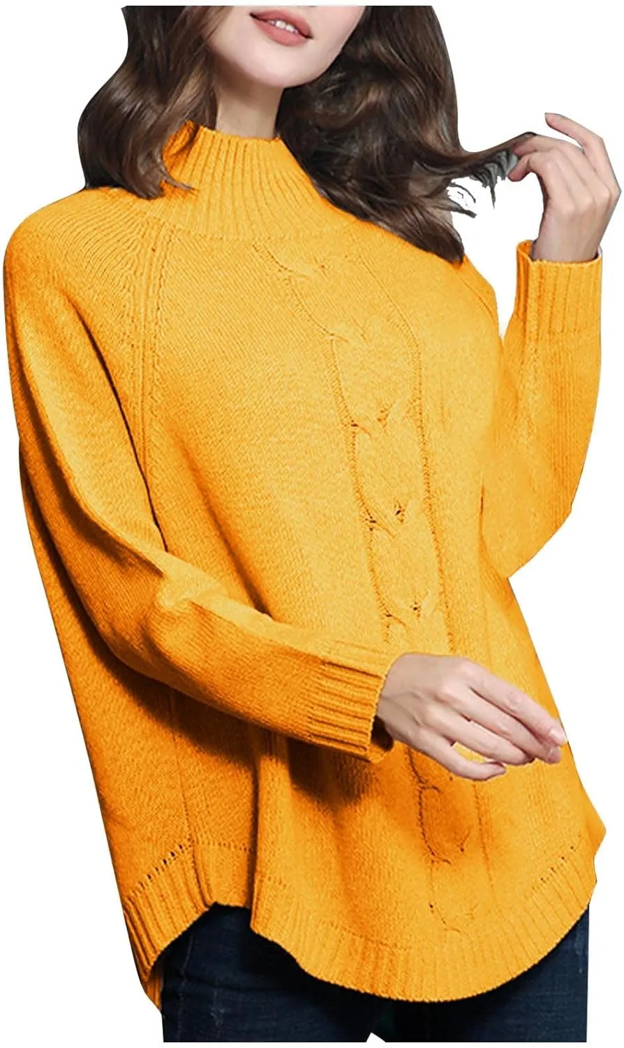 tuduoms Womens Turtleneck Oversized Cozy Sweater Long Sleeve Casual Loose Pullover Chunky Cable Knit Tops Fall Winter Fashion
