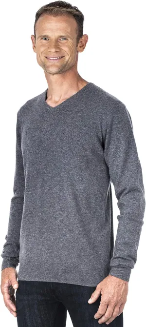 UGHOLIN Men's 100% Pure Cashmere V-Neck Sweater