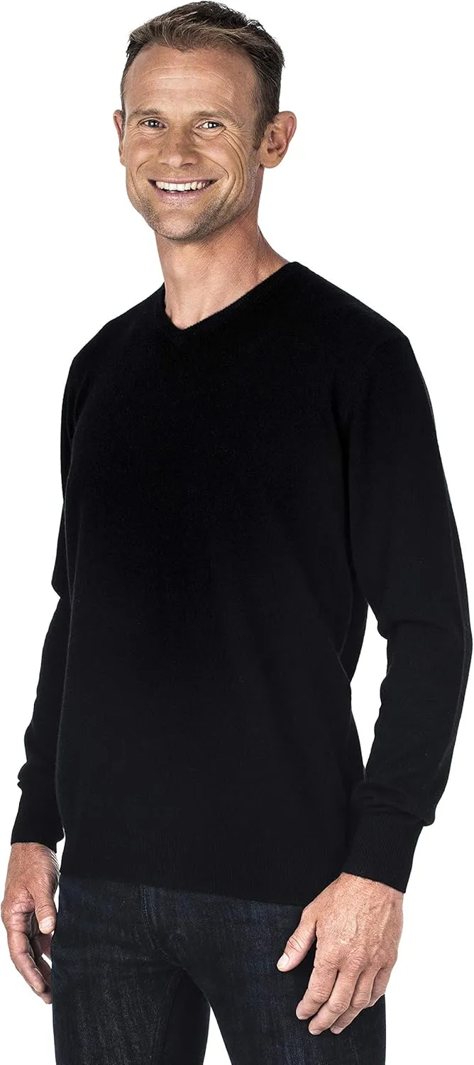 UGHOLIN Men's 100% Pure Cashmere V-Neck Sweater