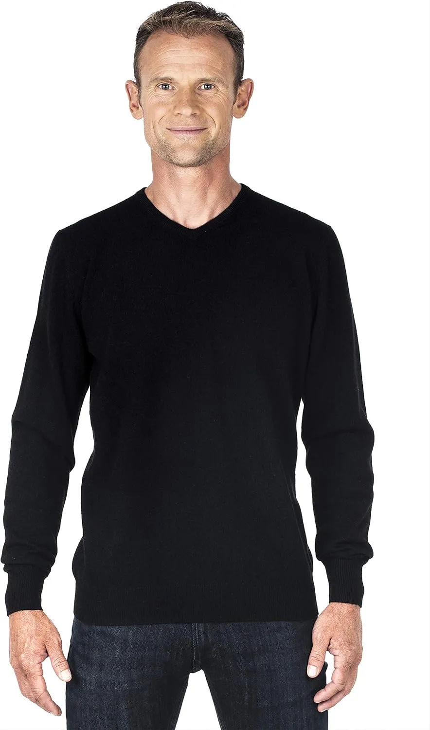 UGHOLIN Men's 100% Pure Cashmere V-Neck Sweater