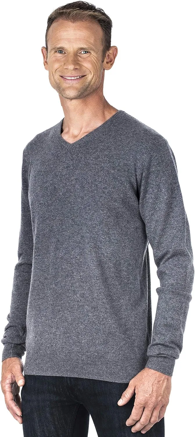 UGHOLIN Men's 100% Pure Cashmere V-Neck Sweater