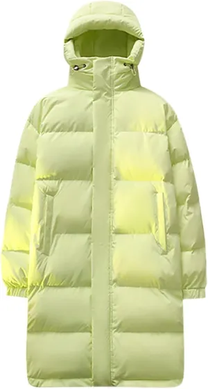 Unisex Mens Puffer Jacket Winter Thicken Waterproof Windproof Long Quilted Trench Coat Thermal Down Coats with Hood