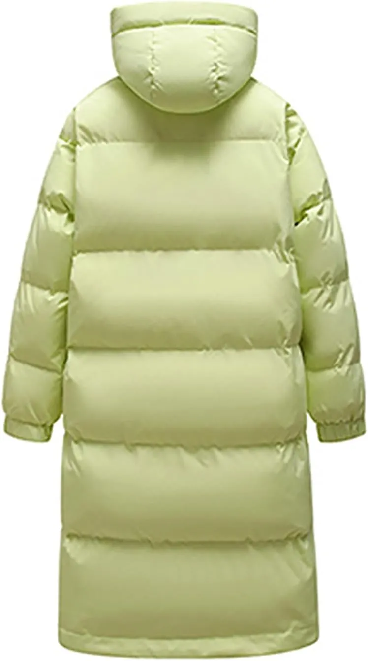 Unisex Mens Puffer Jacket Winter Thicken Waterproof Windproof Long Quilted Trench Coat Thermal Down Coats with Hood