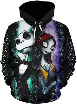 Unisex Nightmare Before Christmas Jack & Sally Novelty Hoodie 3D Print Sweatshirts Hoodie