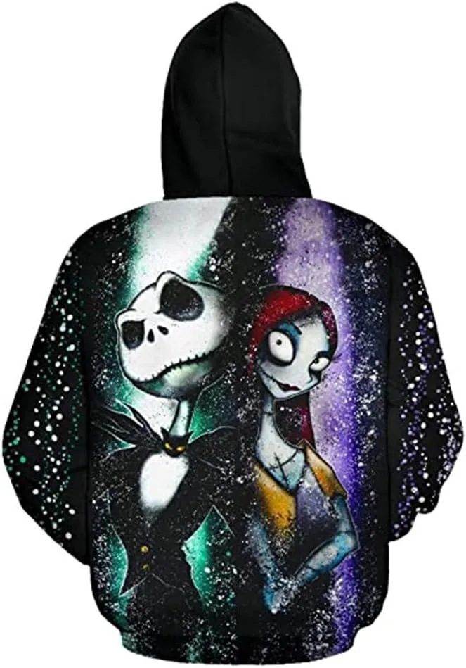 Unisex Nightmare Before Christmas Jack & Sally Novelty Hoodie 3D Print Sweatshirts Hoodie
