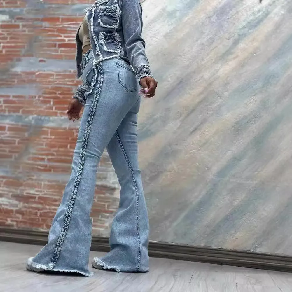utcoco High Waisted Bell Bottom Jeans for Women Stretch Flare Jeans for Women Wide Leg Denim Trousers with Pockets