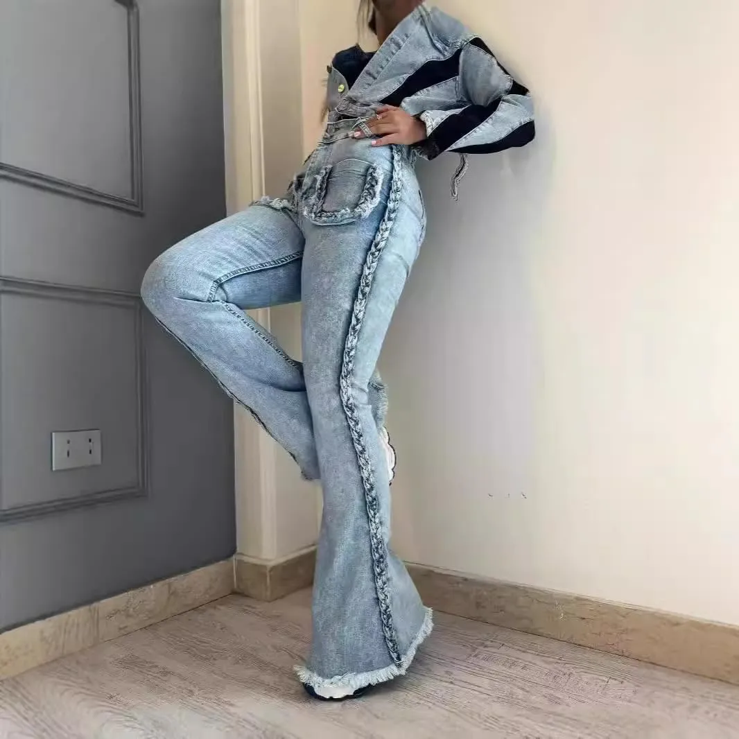 utcoco High Waisted Bell Bottom Jeans for Women Stretch Flare Jeans for Women Wide Leg Denim Trousers with Pockets