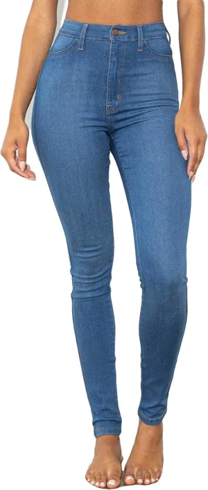 Vibrant Womens Denim Skinny Jeans  Super Stretch High Waisted Classic Casual Slim Fit Pants VP88 MStone 2X