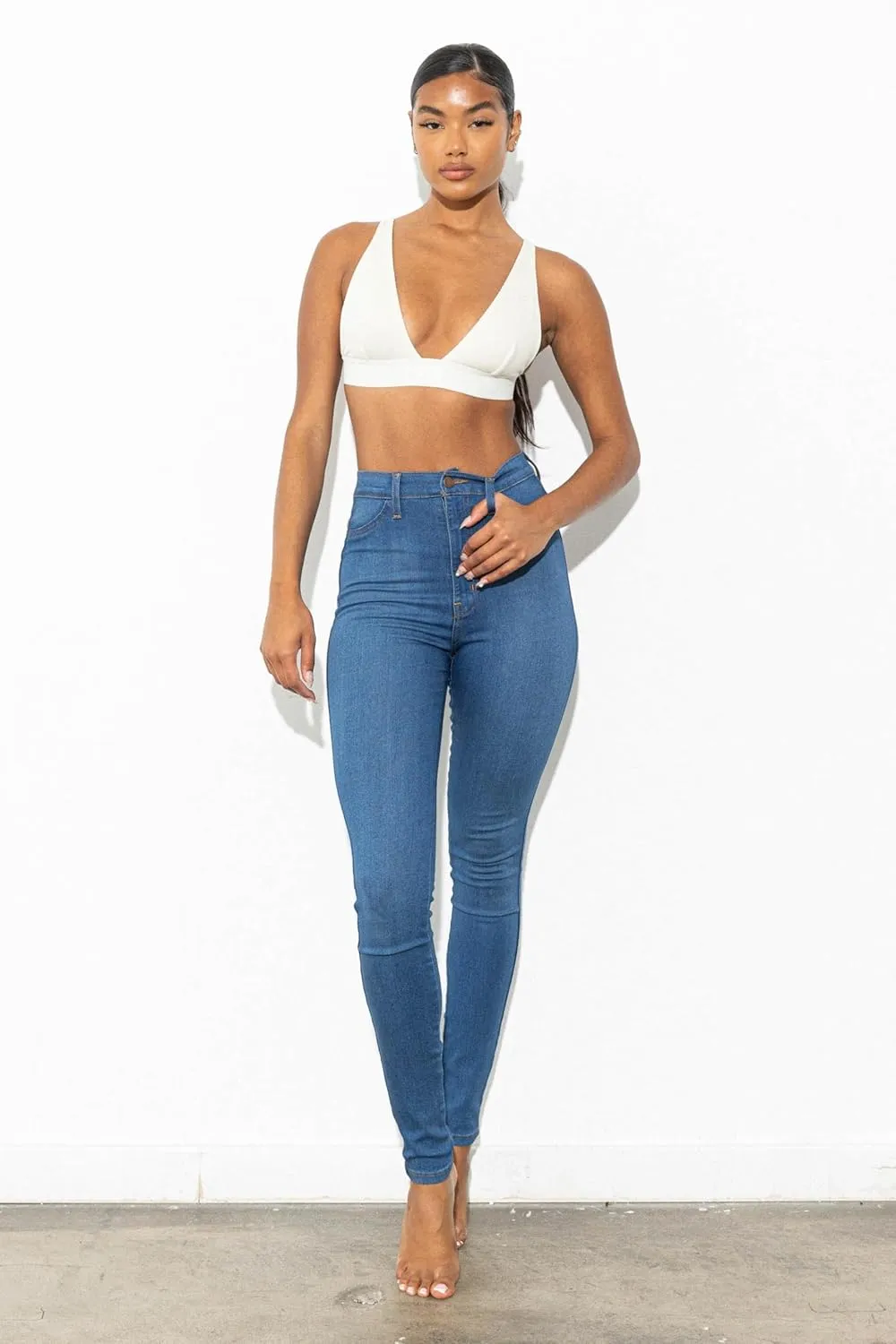 Vibrant Womens Denim Skinny Jeans  Super Stretch High Waisted Classic Casual Slim Fit Pants