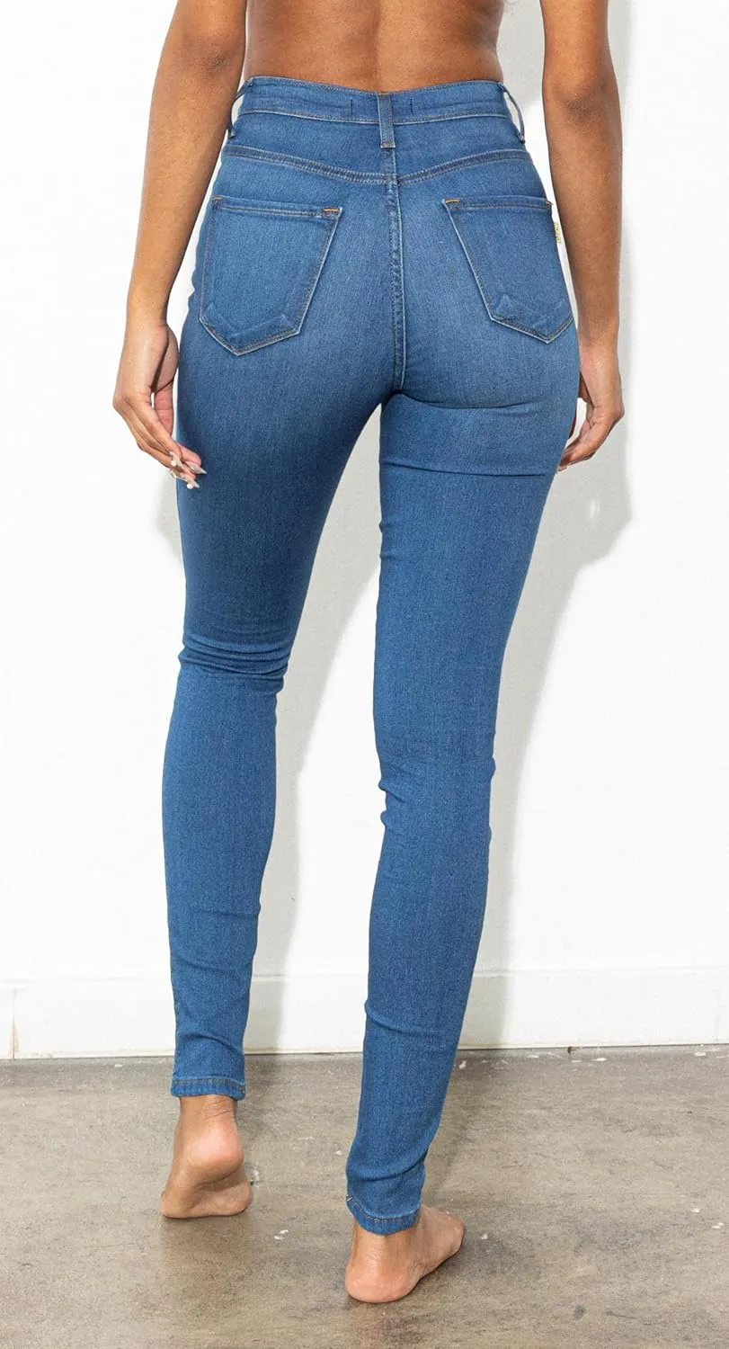 Vibrant Womens Denim Skinny Jeans  Super Stretch High Waisted Rise Classic Casual Slim Fit Pants