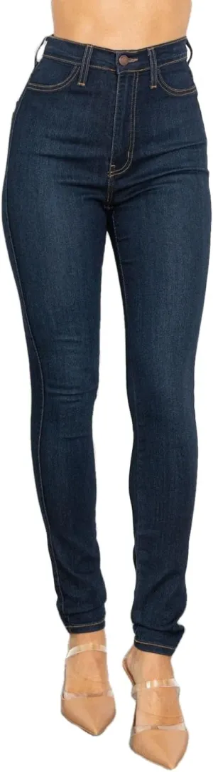 Vibrant Womens Denim Skinny Jeans  Super Stretch High Waisted Rise Classic Casual Slim Fit Pants