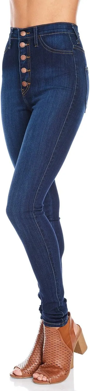 Vibrant Women’s Skinny Denim Jeans – High Waisted 5 Button Up Super Stretch Classic Casual Slim Fit Pants