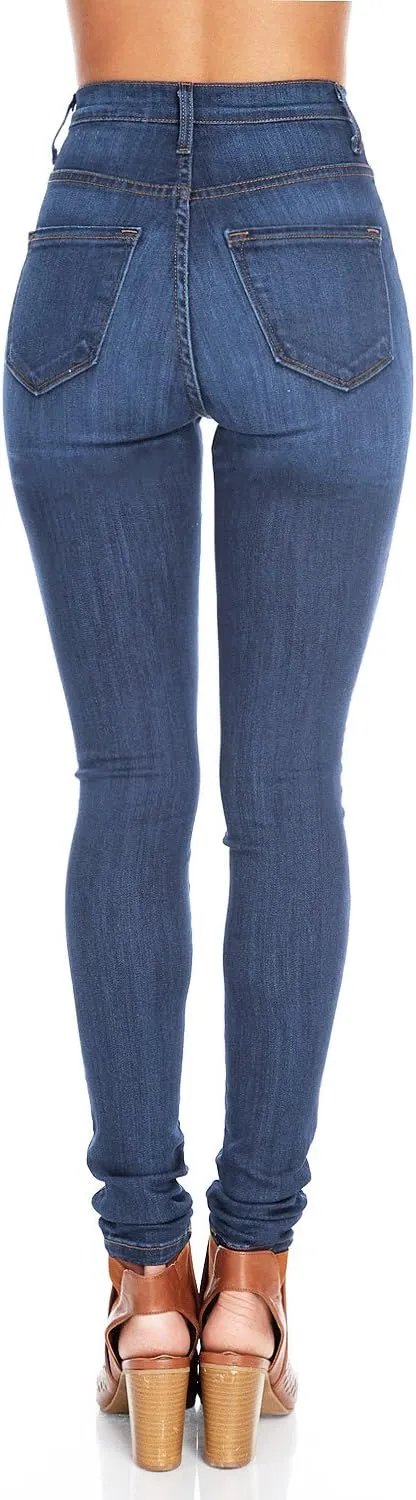 Vibrant Women’s Skinny Denim Jeans – High Waisted 5 Button Up Super Stretch Classic Casual Slim Fit Pants
