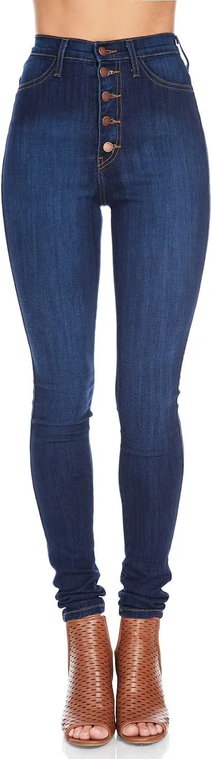 Vibrant Women’s Skinny Denim Jeans – High Waisted 5 Button Up Super Stretch Classic Casual Slim Fit Pants