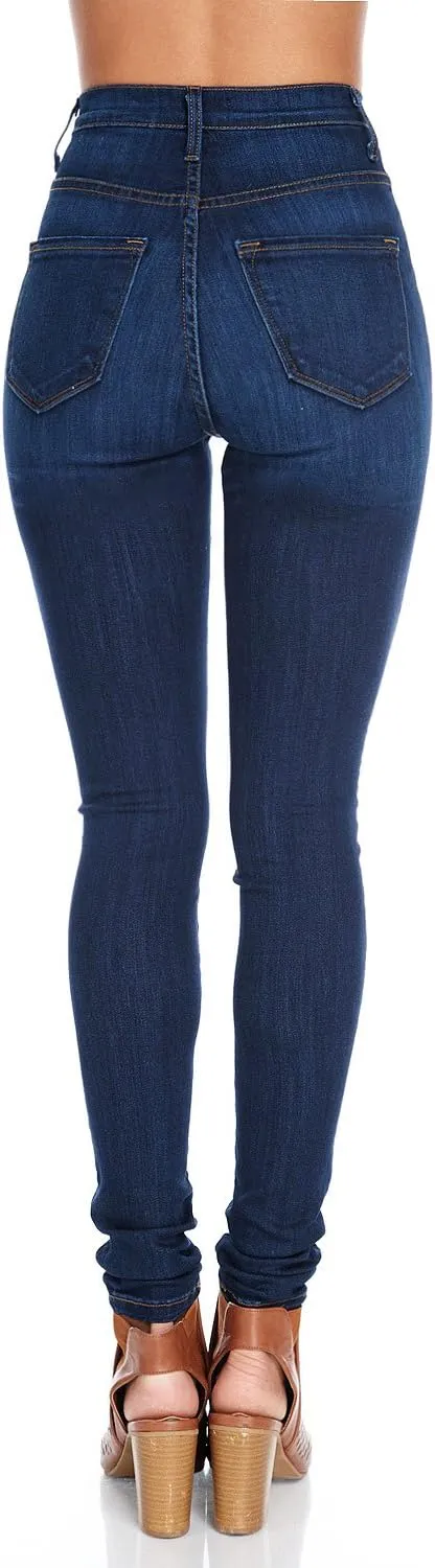 Vibrant Women’s Skinny Denim Jeans – High Waisted 5 Button Up Super Stretch Classic Casual Slim Fit Pants