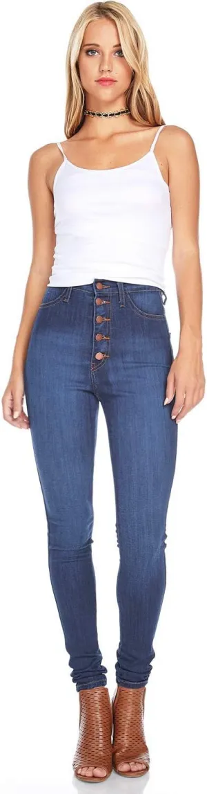 Vibrant Women’s Skinny Denim Jeans – High Waisted 5 Button Up Super Stretch Classic Casual Slim Fit Pants