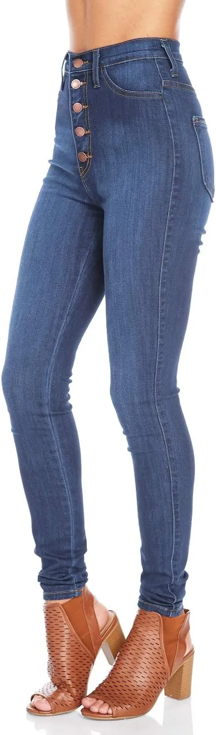 Vibrant Women’s Skinny Denim Jeans – High Waisted 5 Button Up Super Stretch Classic Casual Slim Fit Pants