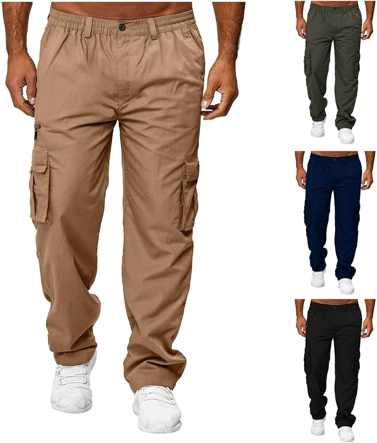 Wankang Men's Cargo Pants with Multi Pockets Hiking Sweatpants Casual Athletic Jogger Pants for Men Sports Relaxed Trousers