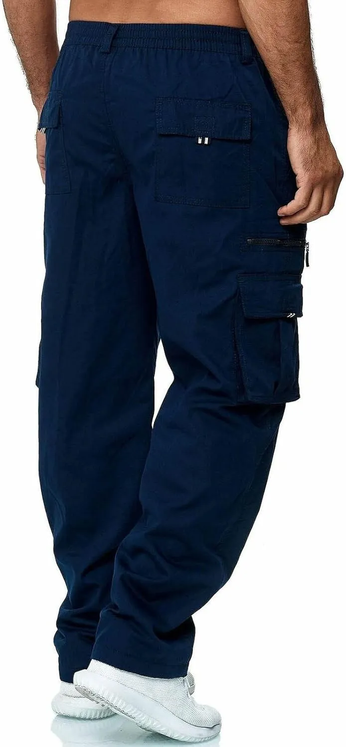 Wankang Men's Cargo Pants with Multi Pockets Hiking Sweatpants Casual Athletic Jogger Pants for Men Sports Relaxed Trousers