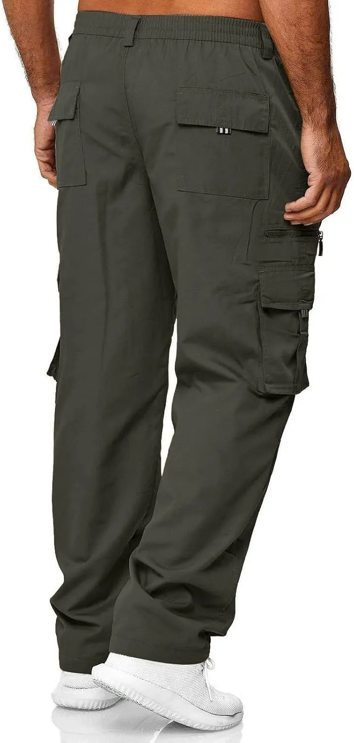 Wankang Men's Cargo Pants with Multi Pockets Hiking Sweatpants Casual Athletic Jogger Pants for Men Sports Relaxed Trousers