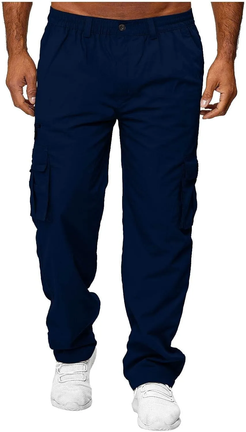 Wankang Men's Cargo Pants with Multi Pockets Hiking Sweatpants Casual Athletic Jogger Pants for Men Sports Relaxed Trousers