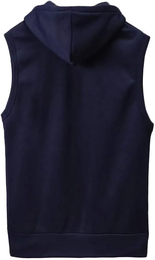 WENKOMG1 Hooded Vest for Men, Solid Sleeveless Waistcoat Soft Sports Jacket Slim Shirt with Pocket Zipper Blouse