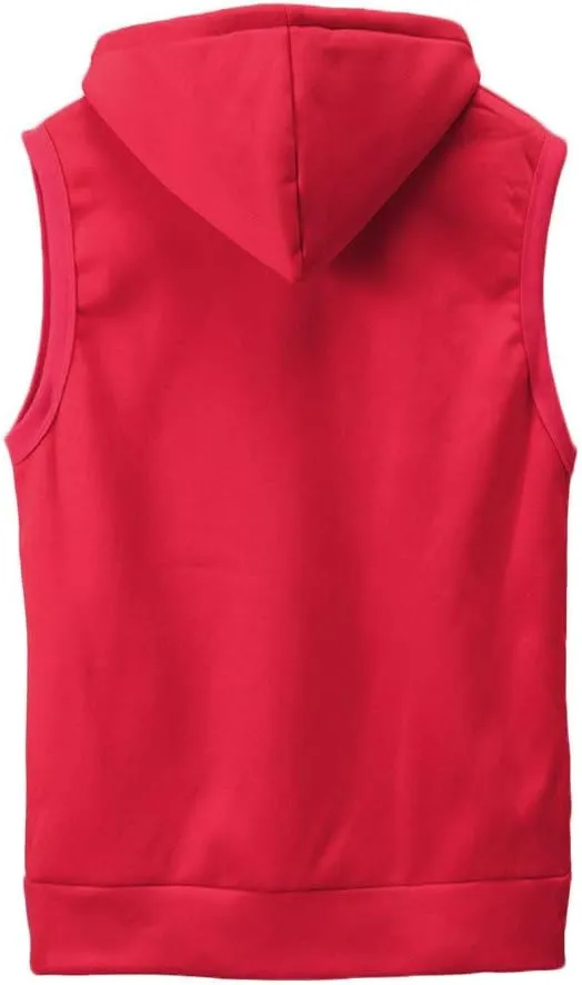 WENKOMG1 Hooded Vest for Men, Solid Sleeveless Waistcoat Soft Sports Jacket Slim Shirt with Pocket Zipper Blouse