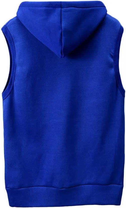 WENKOMG1 Hooded Vest for Men, Solid Sleeveless Waistcoat Soft Sports Jacket Slim Shirt with Pocket Zipper Blouse