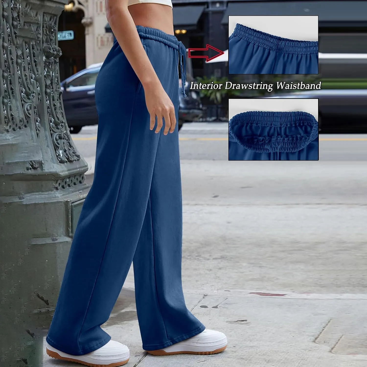 Wide Leg Sweatpants Women Baggy Y2k High Waisted Athletic Jogger Pants Solid Color Casual Cargo Pants with Pockets