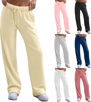 Wide Leg Sweatpants Women Baggy Y2k High Waisted Athletic Jogger Pants Solid Color Casual Cargo Pants with Pockets