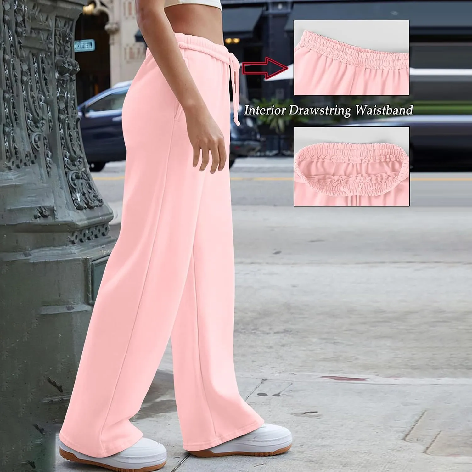 Wide Leg Sweatpants Women Baggy Y2k High Waisted Athletic Jogger Pants Solid Color Casual Cargo Pants with Pockets