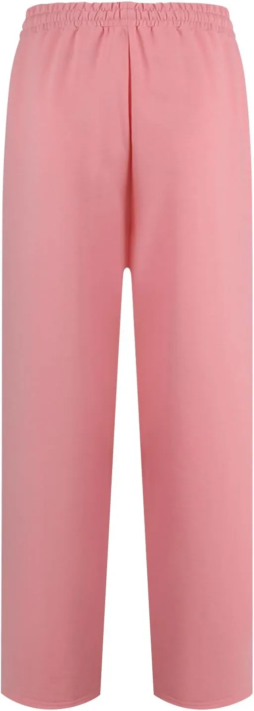 Wide Leg Sweatpants Women Baggy Y2k High Waisted Athletic Jogger Pants Solid Color Casual Cargo Pants with Pockets