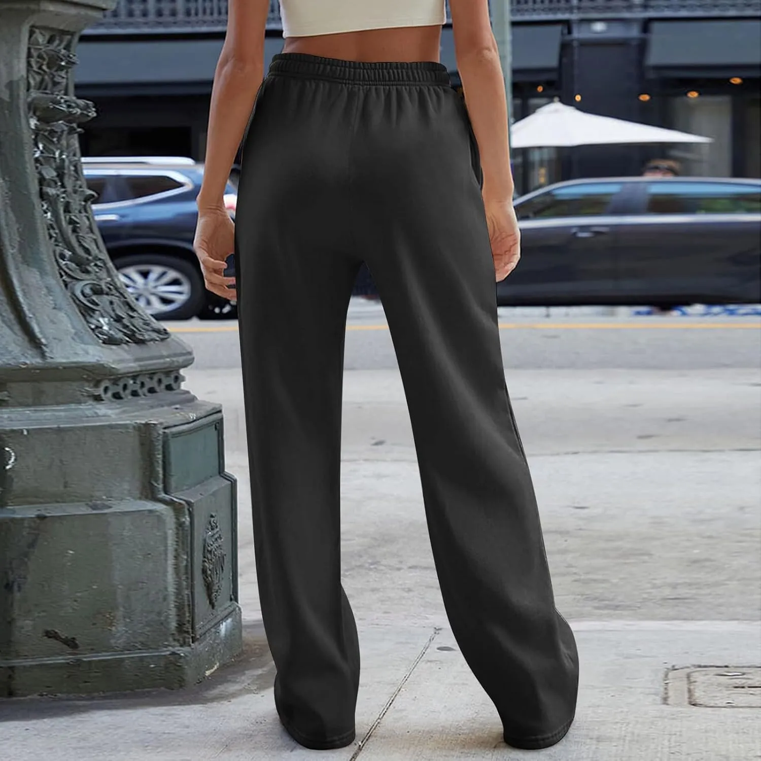 Wide Leg Sweatpants Women Baggy Y2k High Waisted Athletic Jogger Pants Solid Color Casual Cargo Pants with Pockets