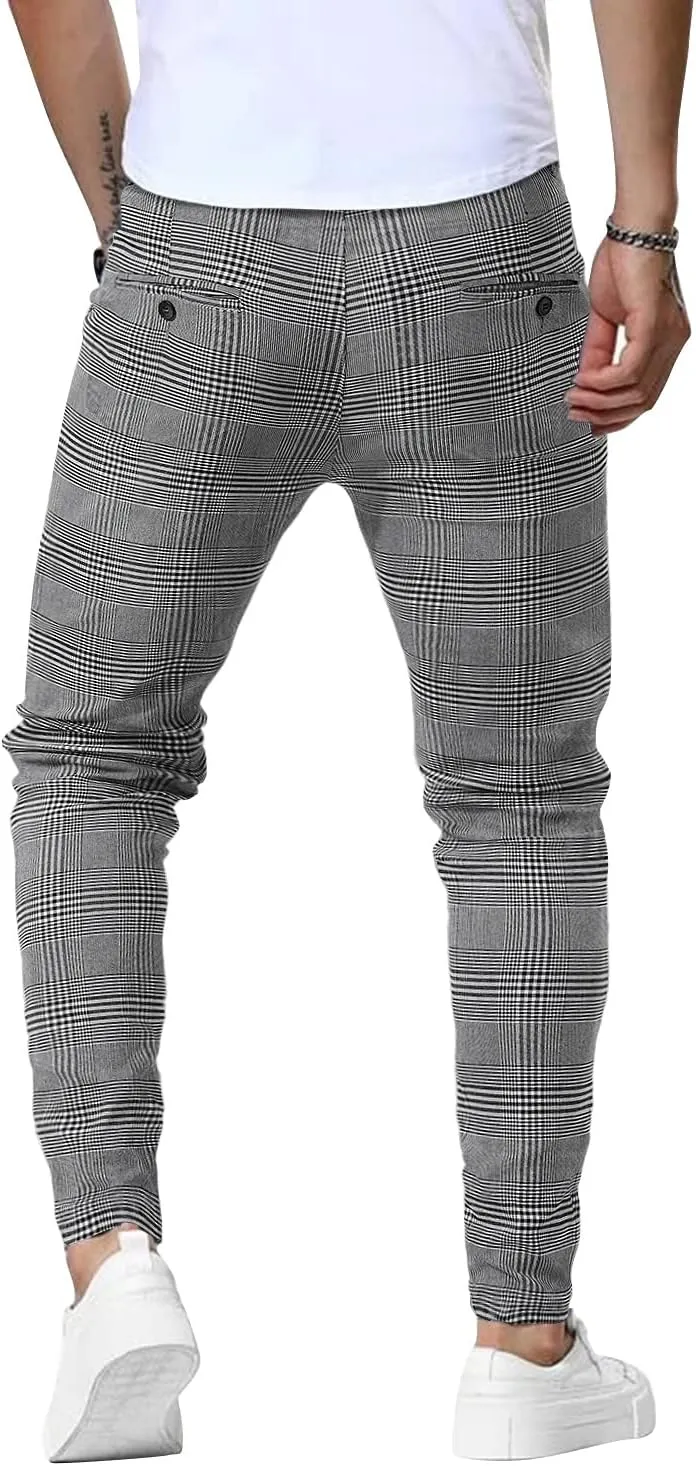 Woenzaia Men's Casual Slim Fit Pants Skinny Stretch Dress Slacks