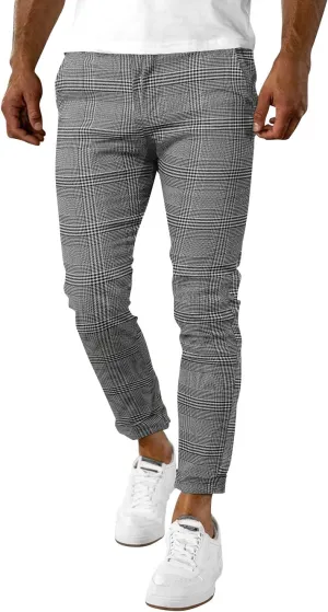 Woenzaia Men's Casual Slim Fit Pants Skinny Stretch Dress Slacks