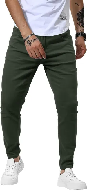 Woenzaia Men's Casual Slim Fit Pants Skinny Stretch Dress Slacks