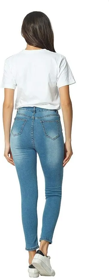 Women Casual Destroyed Ripped Distressed Skinny Denim Jeans