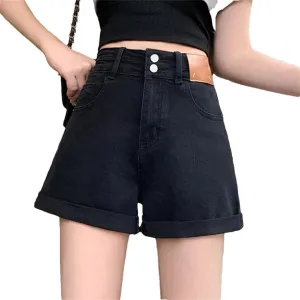 Women Elegant Slimming High-Waisted Rolled Edge Plus Size Denim Jeans