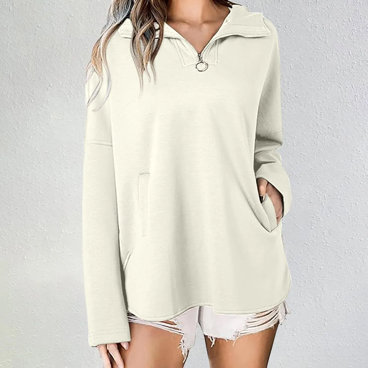 Women Fleece Full Zip Up Cropped Hoodie Oversized Hoodie Fleece Hoodie In -Wicking Cotton Blend for a Relaxed Fit