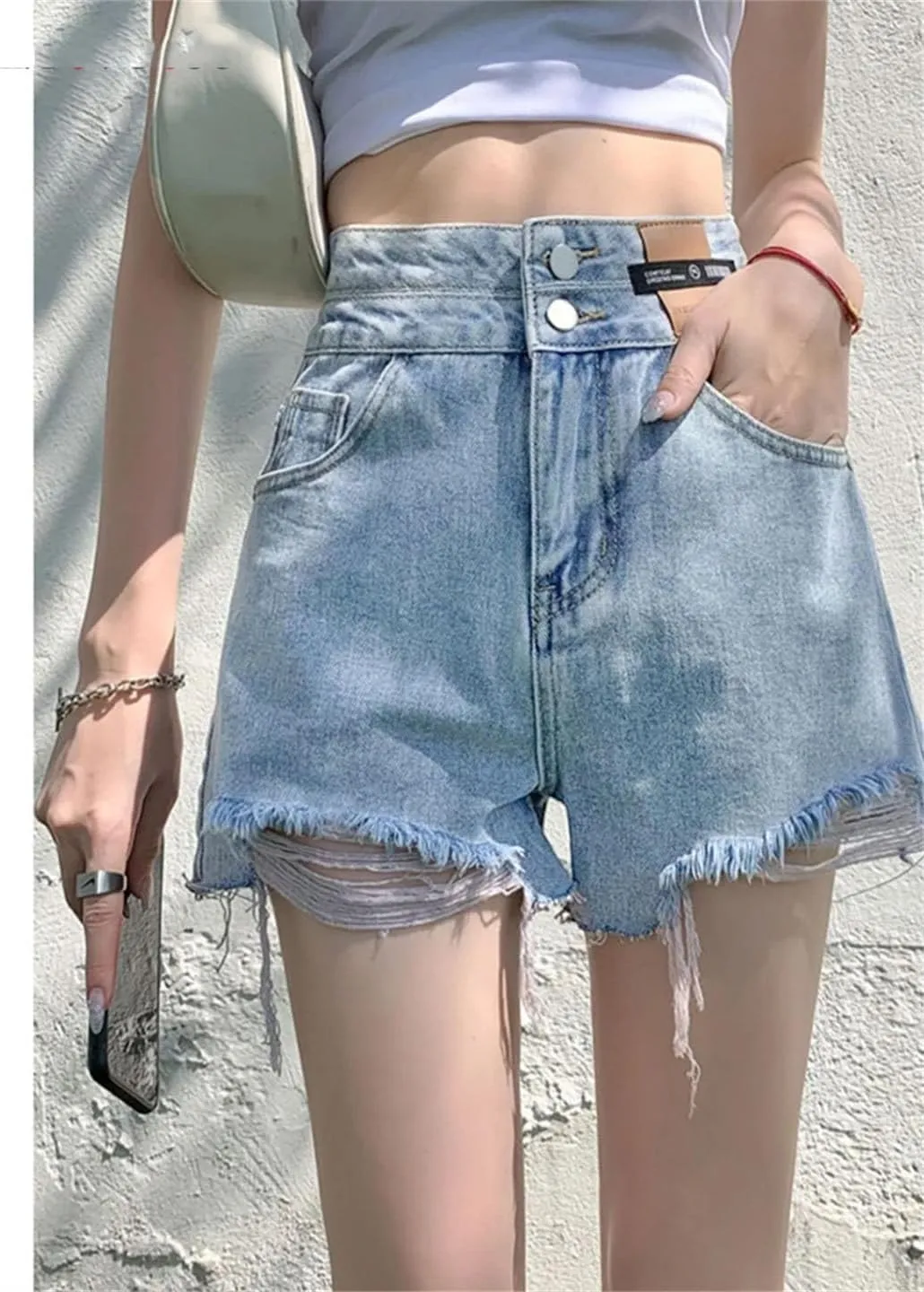 Women High Waisted Streetwear A-Line Pants Jeans