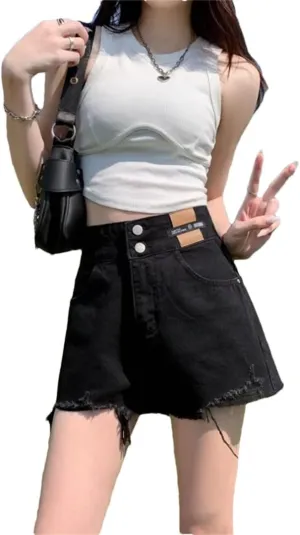 Women High Waisted Streetwear A-Line Pants Jeans