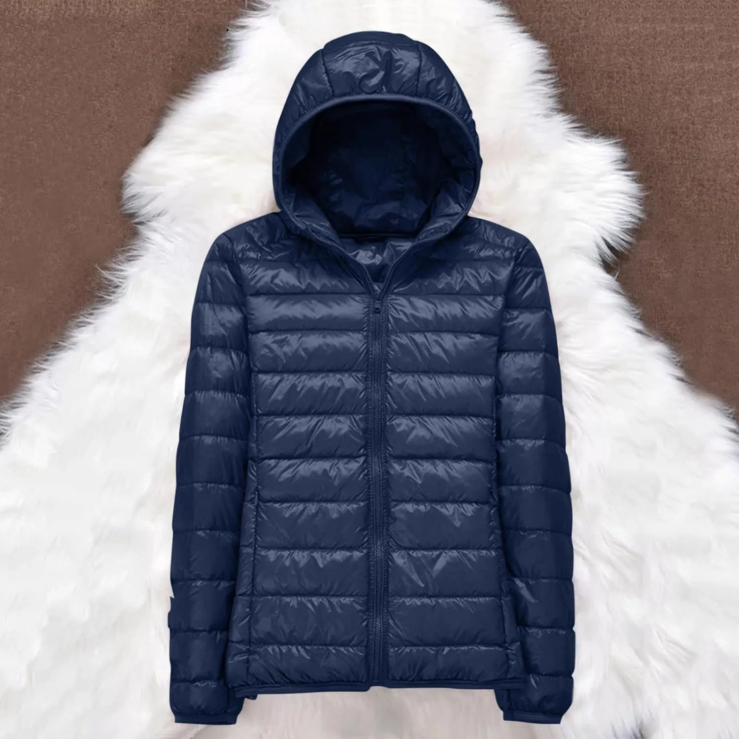Women Puffer Jacket Reversible Fall and Winter Fashion Warm Quilted Long Hooded Padded Bubble Coat Snow Coats