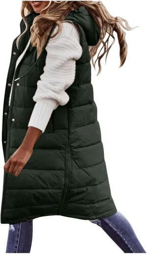 Women Vest Long Down Jacket Winter Down Jacket Casual Winter Puffer Jacket Warm Down Jacket
