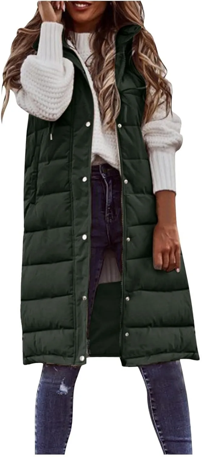 Women Vest Long Down Jacket Winter Down Jacket Casual Winter Puffer Jacket Warm Down Jacket