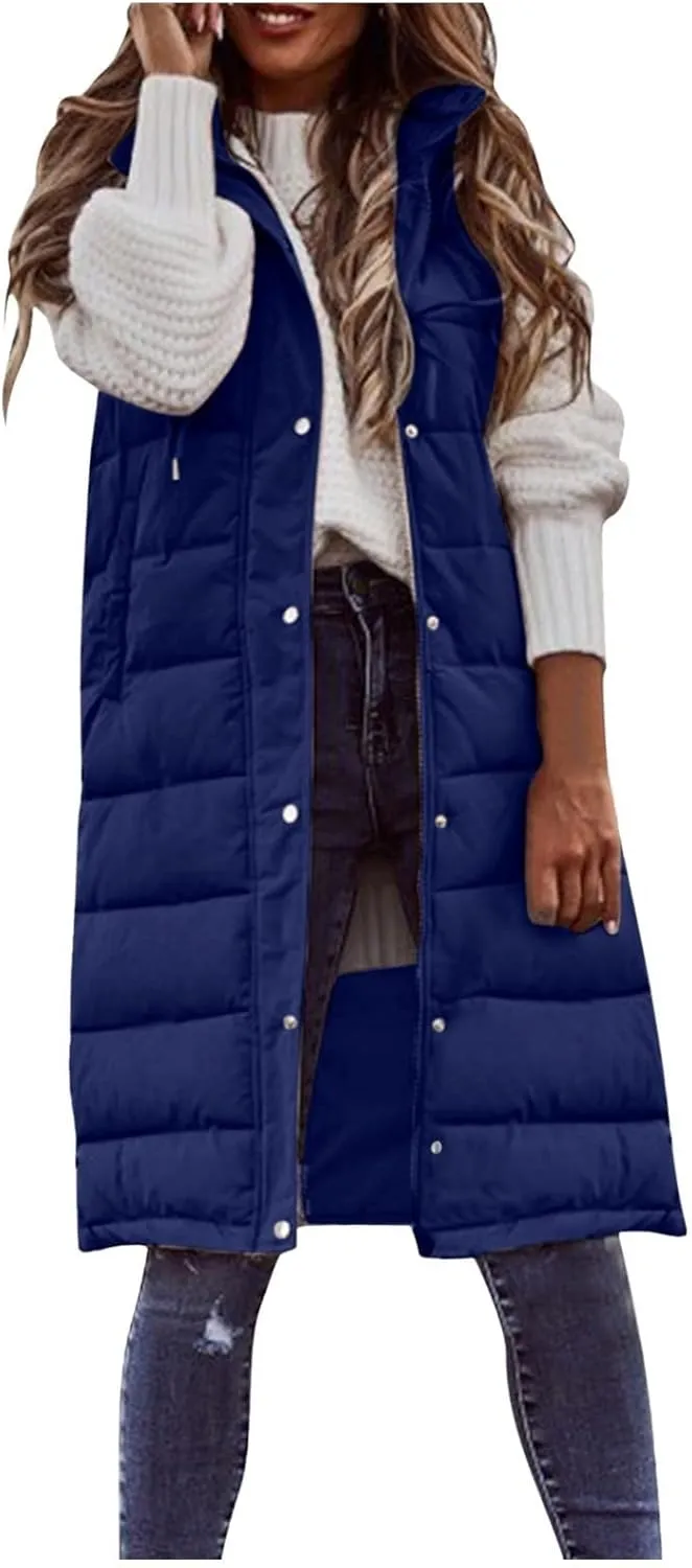 Women Vest Long Down Jacket Winter Down Jacket Casual Winter Puffer Jacket Warm Down Jacket