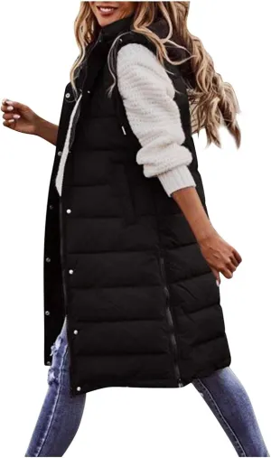 Women Vest Long Down Jacket Winter Down Jacket Casual Winter Puffer Jacket Warm Down Jacket