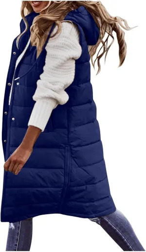 Women Vest Long Down Jacket Winter Down Jacket Casual Winter Puffer Jacket Warm Down Jacket