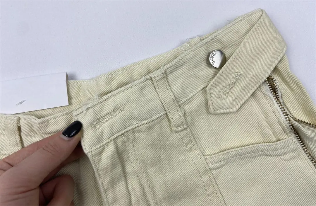 Women Zipper Shorts Jeans Loose High Waist Short Pants Streetwear Denim Wide Leg Pant