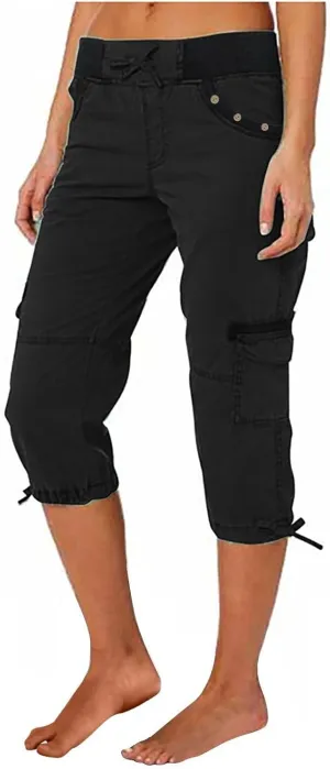 Women's Cargo Capris Pants with 6 Pockets Lightweight Quick Dry Travel Hiking Summer Pants Casual Cargo Capris
