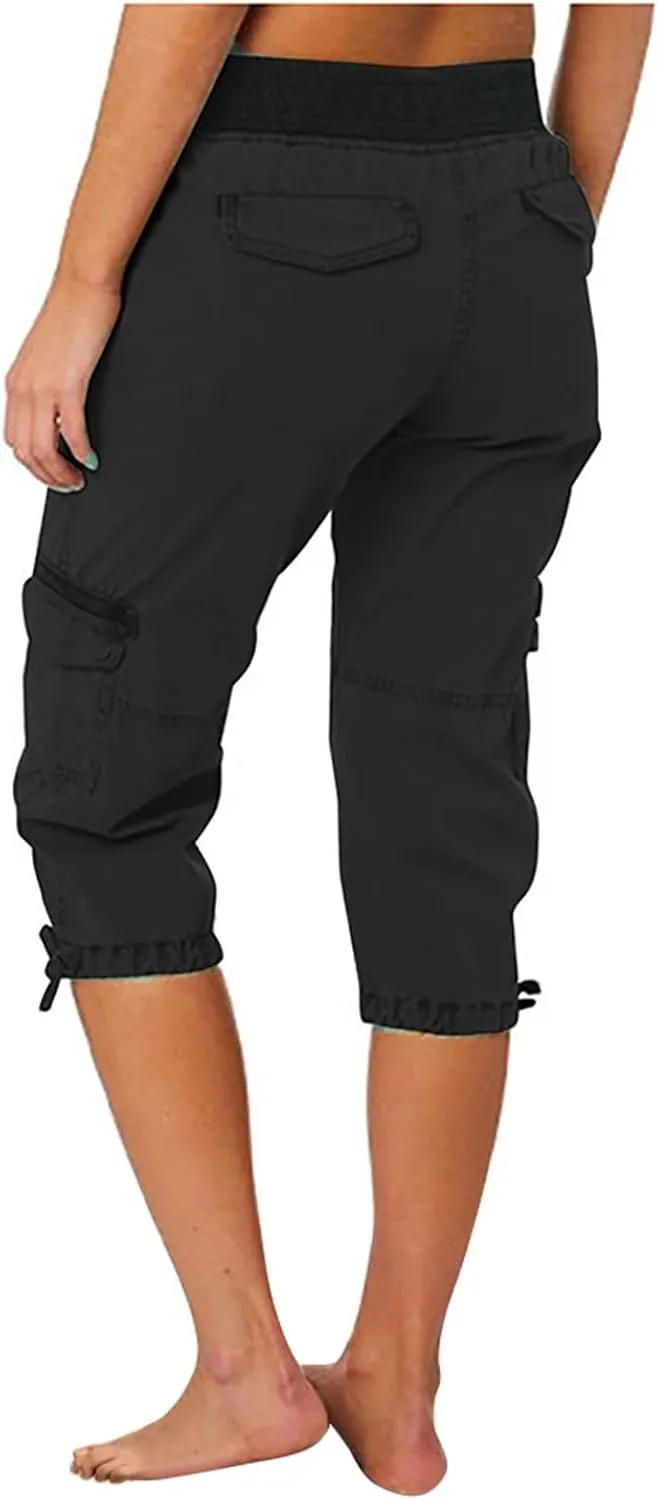 Women's Cargo Capris Pants with 6 Pockets Lightweight Quick Dry Travel Hiking Summer Pants Casual Cargo Capris